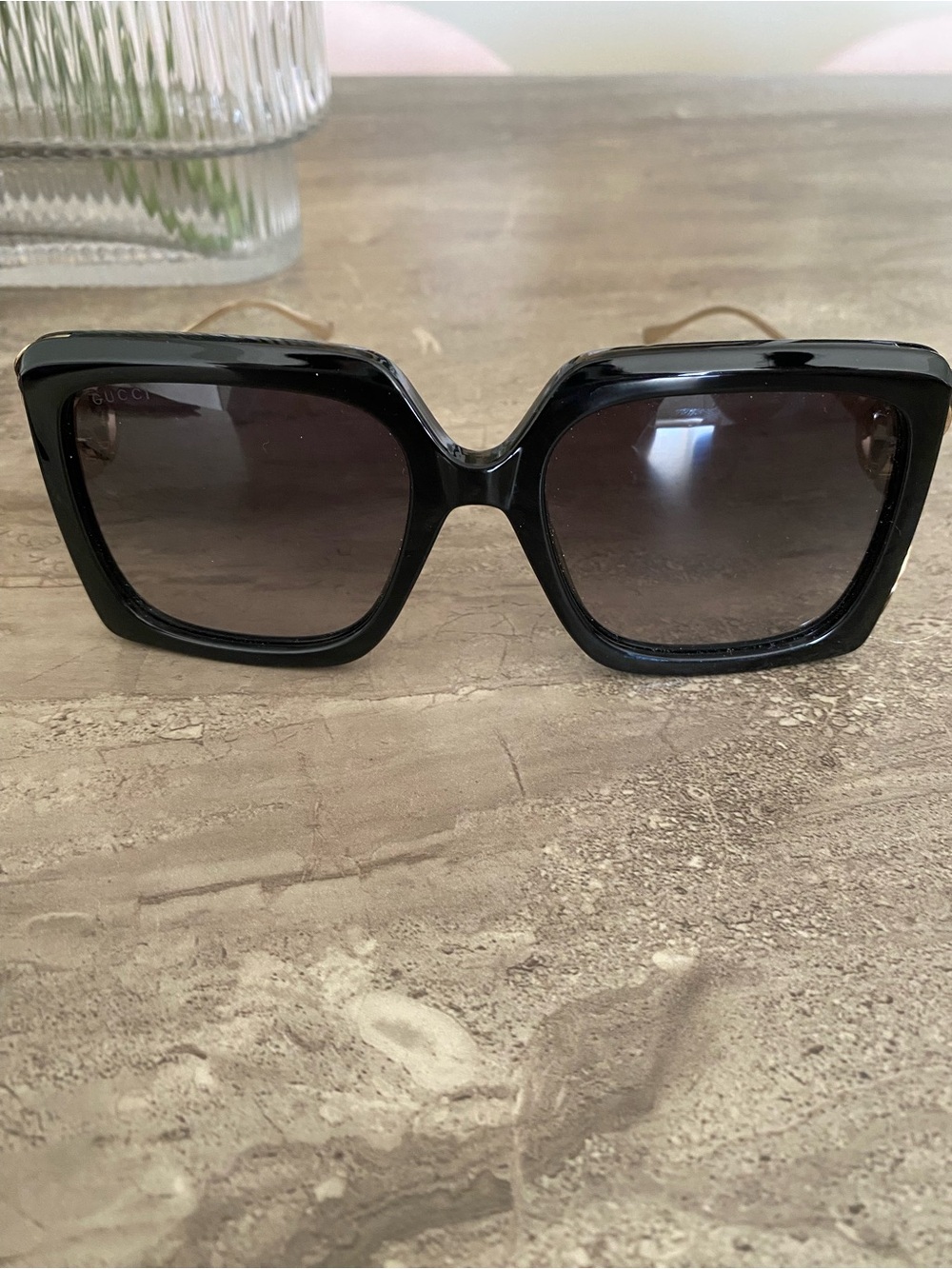 Gucci Black Oversized Square Sunglasses with Gradient Lenses